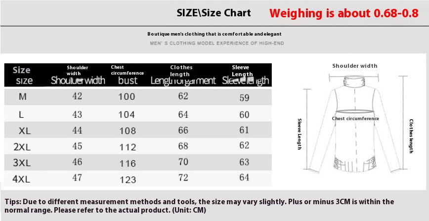 Size chart for a gray thicken winter coat zipper closure plush hoodie displaying measurements in centimeters for sizes M to 4XL featuring a coat zipper closure and zipper closure solid design.