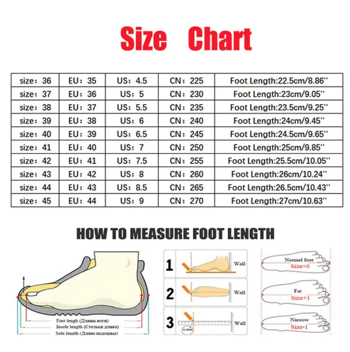 Size chart for black satin high heel sandals closed toe featuring international sizing systems and illustrated foot measurement guides for heel sandals closed fit.
