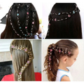 Beaded pink floral wedding hair accessories with delicate silver chain and intricate braided designs adorned with beads