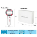 White beauty care slimming handheld ultrasound massager with circular mirror head, red led lights, and control buttons