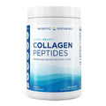 White cylindrical container of nordic naturals beauty collagen peptides with blue ocean wave label marine collagen unflavored 10.6oz