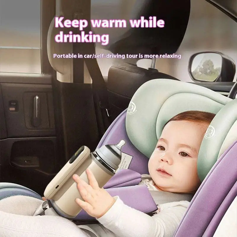 Beige electric baby bottle insulation cover with digital display and 18w fast charge for efficient bottle insulation