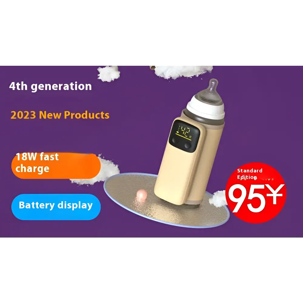 Beige electric baby bottle insulation cover with digital display and 18w fast charge for efficient bottle insulation