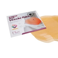Orange circular metal wonder patch on beige fabric body wrap patch packaging for royale essence lux waist slimming