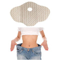 Beige fabric body wrap patch with heat therapy pad and circular cutout featuring mom pattern for waist slimming royale essence lux