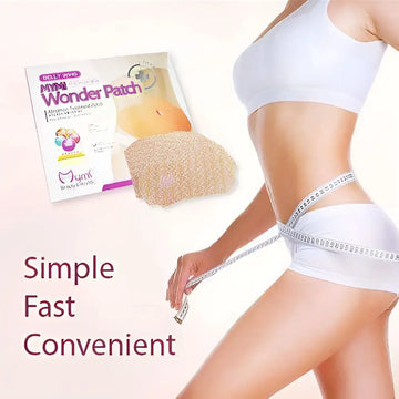 Beige fabric body wrap patch with textured surface and subtle pink accent for royale essence lux waist slimming