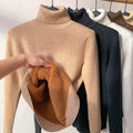 Beige fleece turtle neck sweater with plush warm inner lining perfect as a neck sweater winter pullover showing