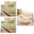 Beige rabbit velvet blanket thickened faux fur throw with soft plush green and cream quilted sofa covers