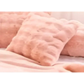 Pink quilted cushion with plush texture and stitching details complementing beige rabbit velvet blanket thickened faux fur throw