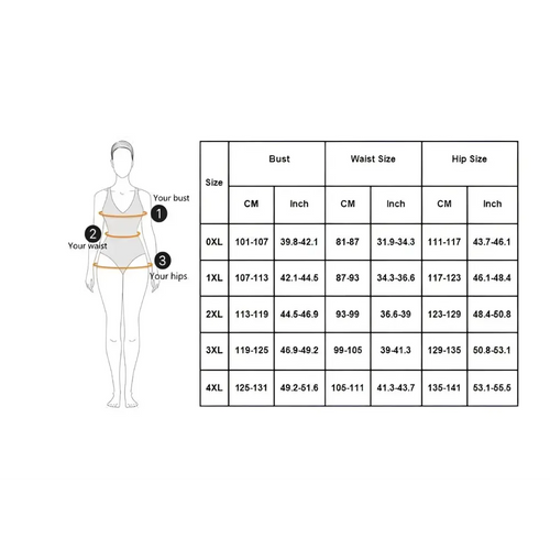 Size chart displaying bust waist and hip measurements in cm and inches for beige ribbed one-piece swimsuit halter neck