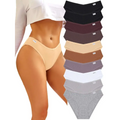Beige ribbed womens cotton bikini briefs featuring soft stretchy fabric and a subtle elastic waistband