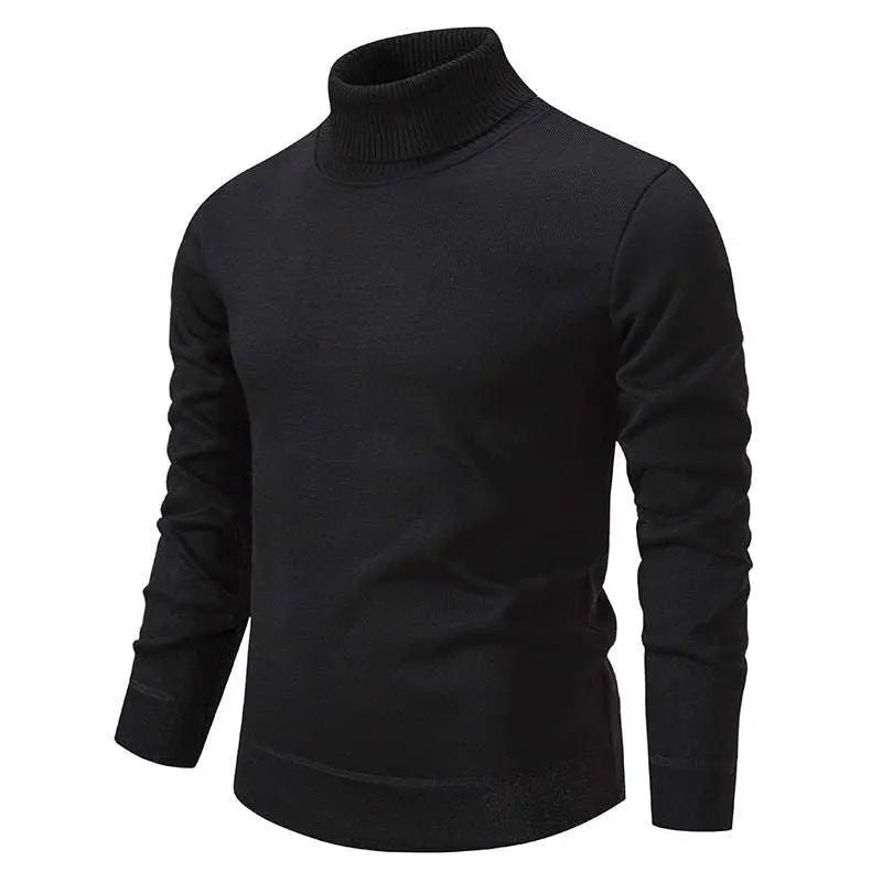 Black turtleneck pullover sweater with ribbed cuffs and hem contrasting beige turtleneck pullover features ribbed cuffs