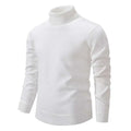 White turtleneck pullover sweater with ribbed cuffs and hem for a cozy and stylish winter look