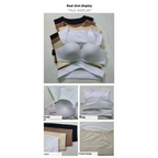 White seamless push-up bra with v-waist design and adjustable straps paired with beige yoga pants sport coat fitness set