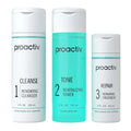 Proactiv benzoyl peroxide 3 step acne treatment kit with white and teal cleanse toner and repair bottles