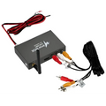 Black rectangular seller car mirror link box with antenna and colored rca cables for screen mirroring use