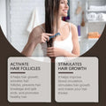 Blue plastic comb with fine teeth for detangling and stimulating hair growth with hoegoa biotin hair spray
