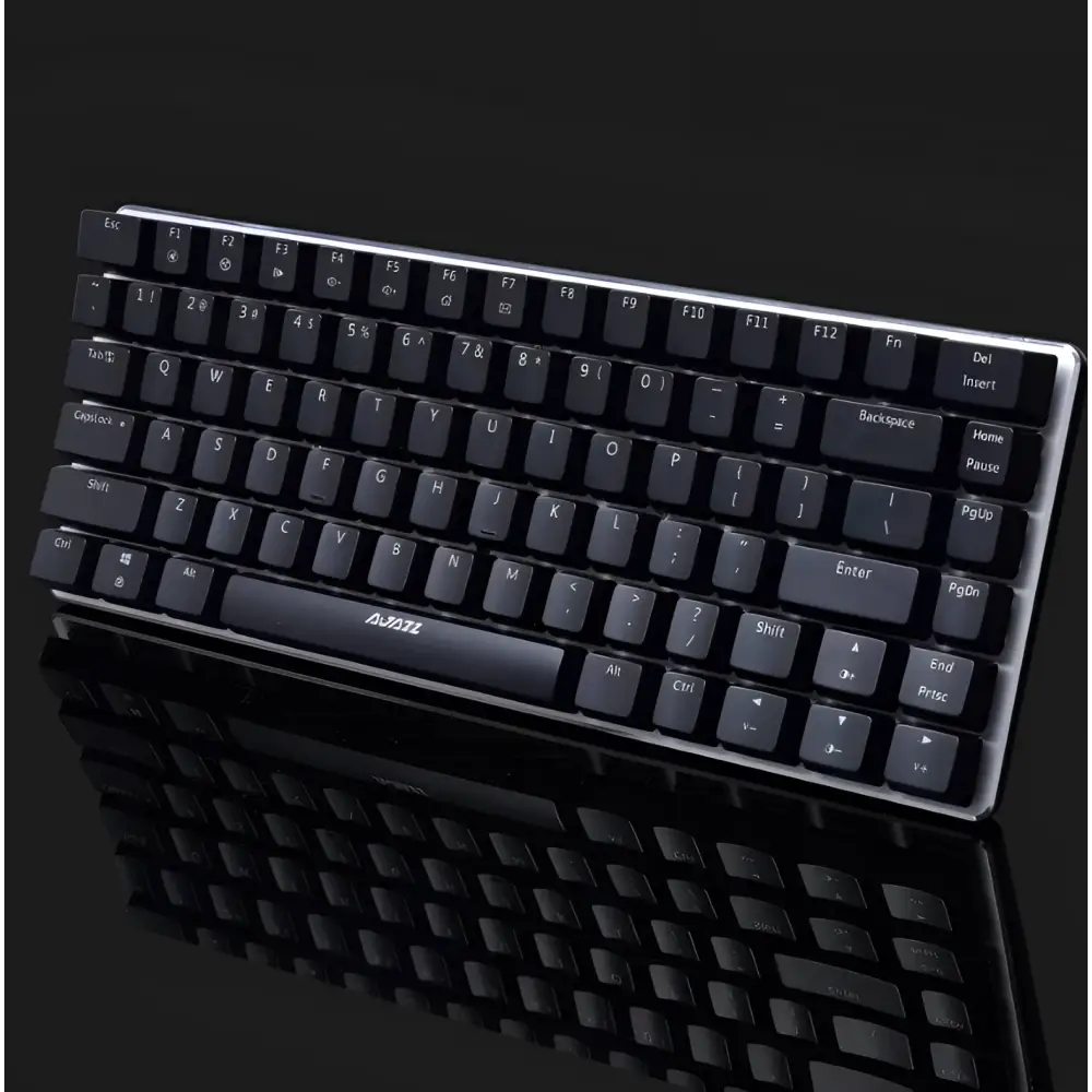 Black ak33rgb mechanical keyboard with sleek minimalist design silver accents and rgb rainbow lighting version black