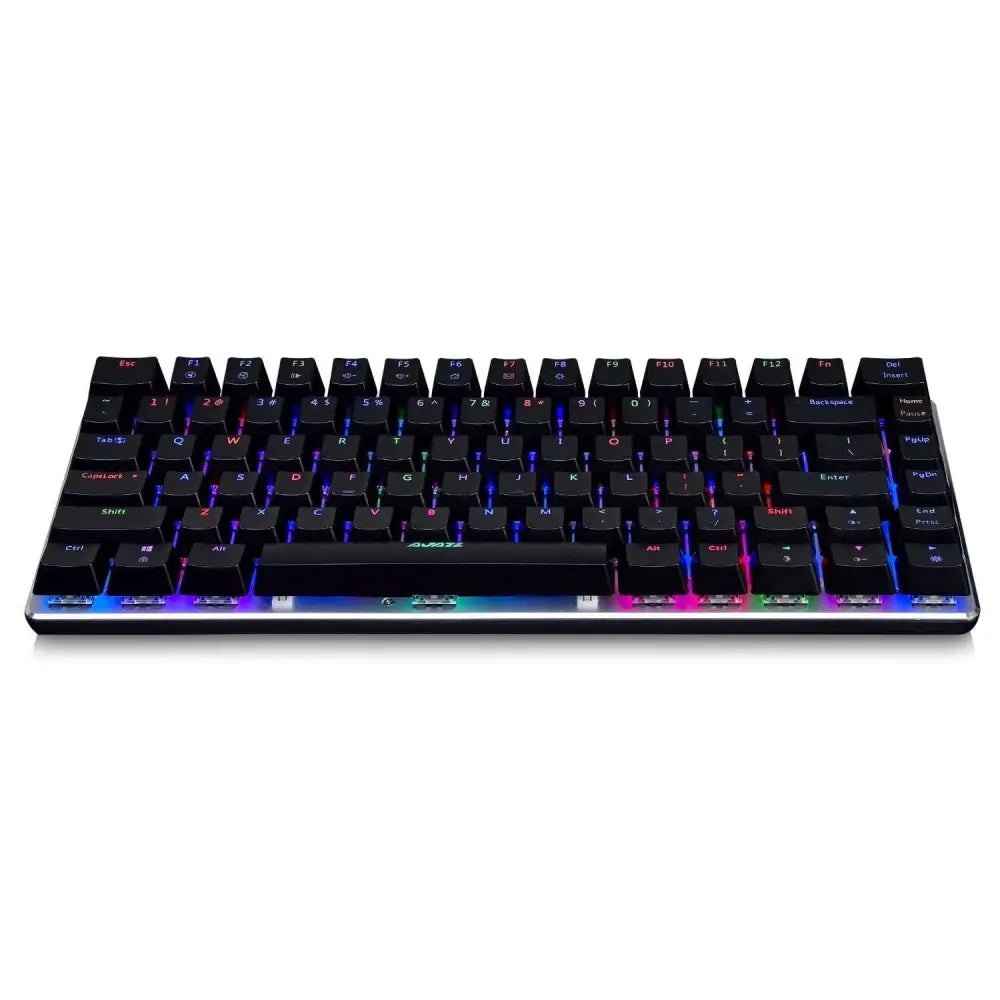 Black ak33rgb mechanical keyboard with rgb version black backlighting and sleek minimalist design with green axis keys