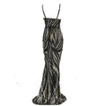 Black and silver sequined mermaid evening dress with thin spaghetti straps for elegant formal occasions