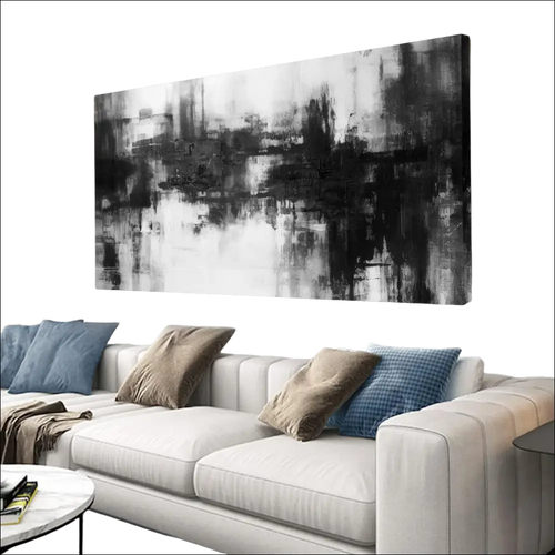Black and white abstract canvas wall art with textured brushstrokes perfect for modern wall art displays