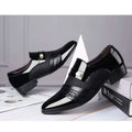 Black and white mesh patent leather shoes featuring black and white patent leather with gold-tone buckle accents