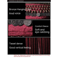 Black beaded belly dance waist scarf in burgundy velvet with metallic coins beads and dense bronze tassels