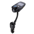Black bluetooth player car adapter with flexible hose featuring a black gooseneck and usb port for in-car use
