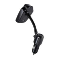 Black bluetooth player car adapter with flexible hose featuring a black car charger usb port and flexible gooseneck