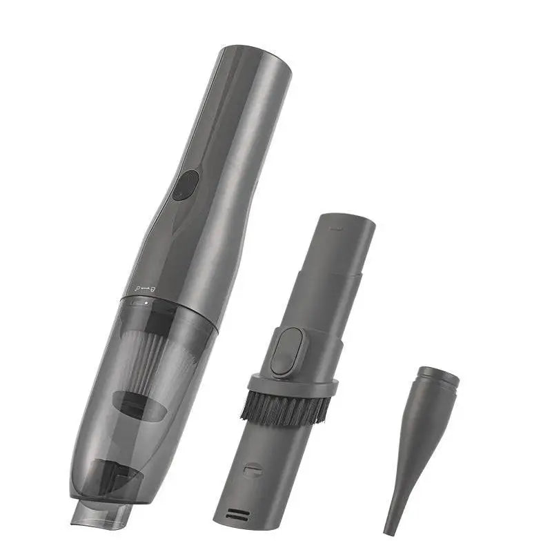 Gray wireless handheld vacuum x1pc with transparent dust chamber and detachable brush for car integrated wireless cleaning