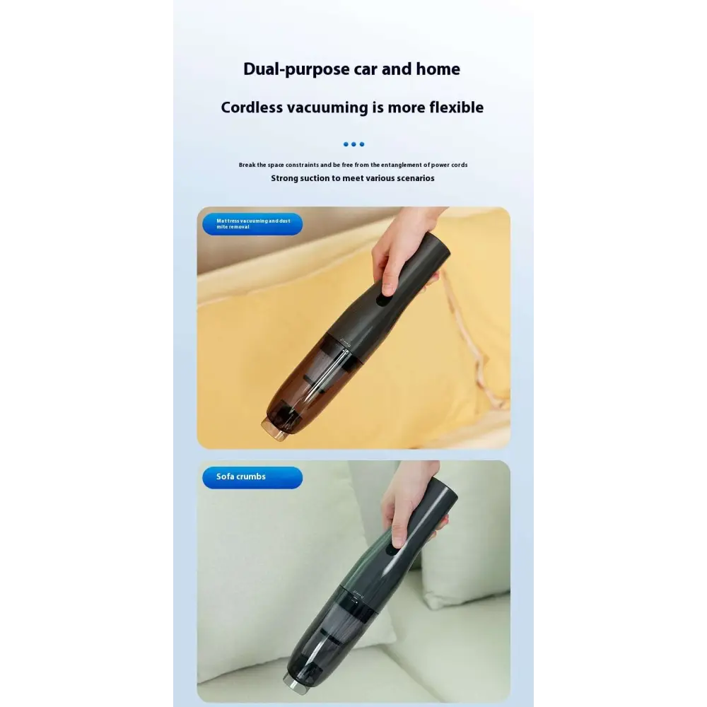 Black car integrated wireless handheld vacuum x1pc with transparent dust chamber for efficient cordless cleaning