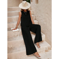 Black casual loose pants set with sleeveless top in soft fabric for comfortable everyday wear and relaxed fit