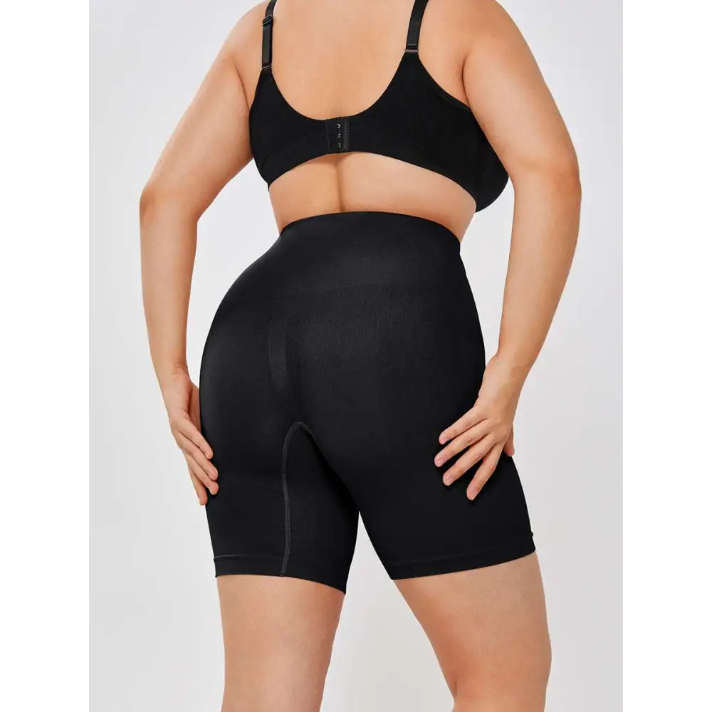 Black casual slim leggings shapewear set with slim leggings shapewear two-layer shaper shorts in smooth fabric