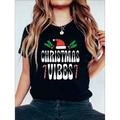 Black christmas vibes print t-shirt in black with white festive graphics and text perfect for holiday wear