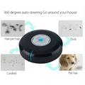 Black circular auto cleaner robot with blue accents and central control panel smart robotic mop for home cleaning