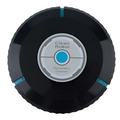 Black circular auto cleaner robot with central blue silver label clean robot automatic cleaner for home use