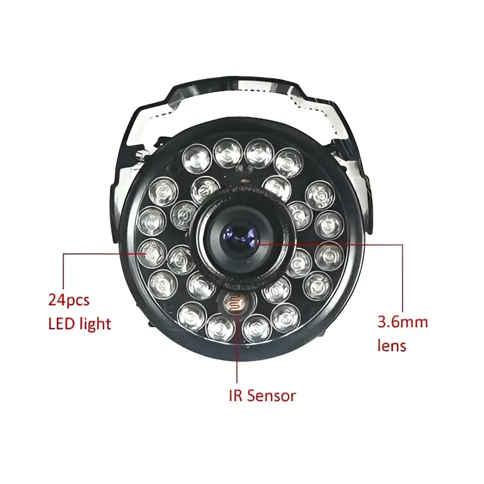Black cmos wholesale dome security camera with 24 led lights 3.6mm lens and ir sensor for night vision monitoring