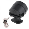 Black cylindrical vertical car horn tweeters with perforated grille, black plastic casing, mounting base, and coiled wire