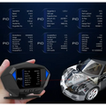 Black handheld obd2 diagnostic device with digital screen showing real-time engine data for lcd instrument vehicle hud head display
