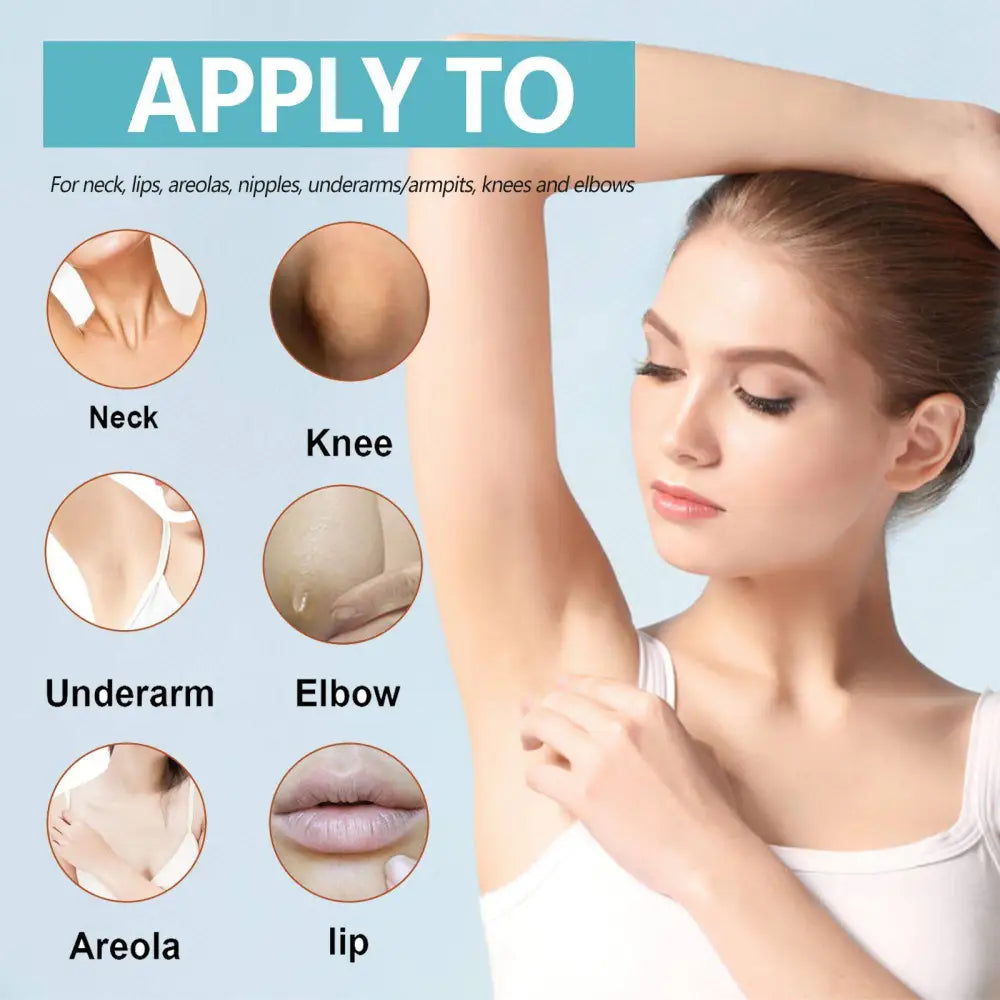 White adhesive patch for body hair removal applied to sensitive areas alongside creamy black echinacea repair cream for body whitening