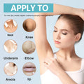 White adhesive patch for body hair removal applied to sensitive areas alongside creamy black echinacea repair cream for body whitening