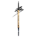 Black GB261 micro fine eyebrow pencil by Kokie cosmetics with gold barrel and dual-ended angled brush tip