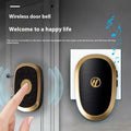 Black and gold doorbell wireless home device with sleek oval design and brushed metal finish for modern wireless home use
