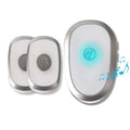 Silver-framed black gold doorbell wireless home system with two oval sensors and a glowing receiver for modern use