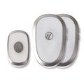 Silver-framed gold doorbell wireless home system with oval shape brushed metal finish and modern wireless home design