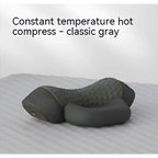 Classic gray textured quilted hot compress for the black heated cervical pillow providing targeted neck relief