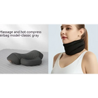 Black heated cervical pillow neck support wrap showing back side designed for heated cervical relief and comfort