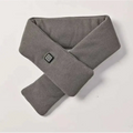 Gray fleece heated neck warmer with black power button offering adjustable warmth smart warmth fashion scarf