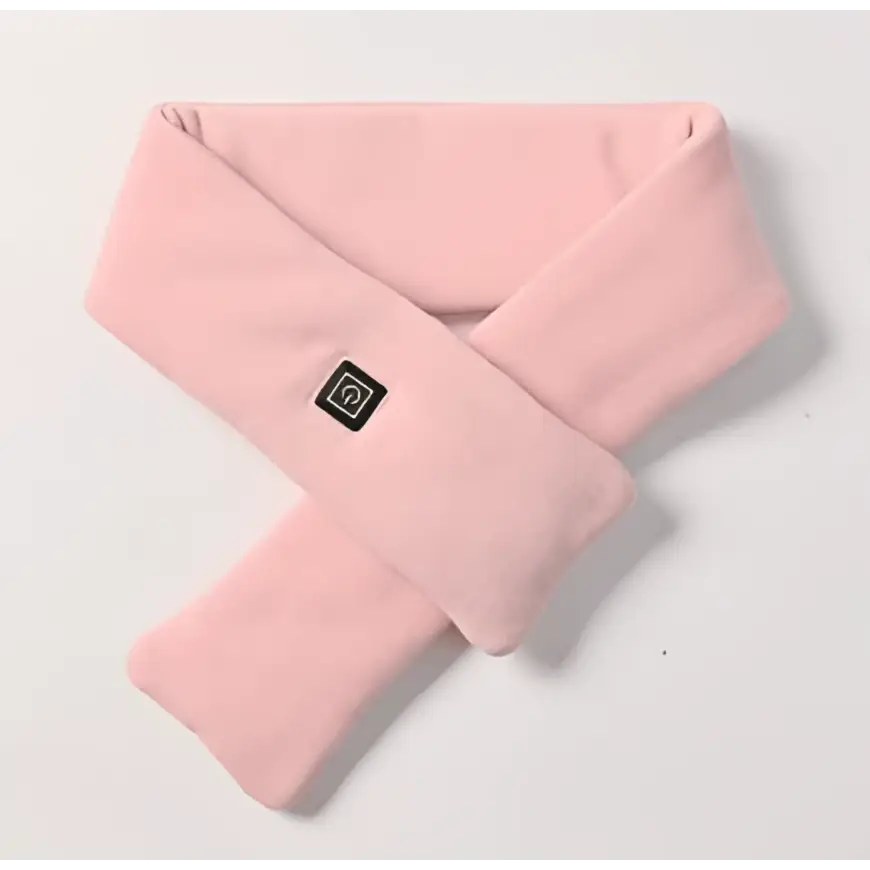 Black heated smart warmth fashion scarf with sleek soft fabric and front power button for adjustable warmth