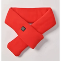 Bright red plush fleece black heated smart warmth fashion scarf with a small black rectangular power button front center